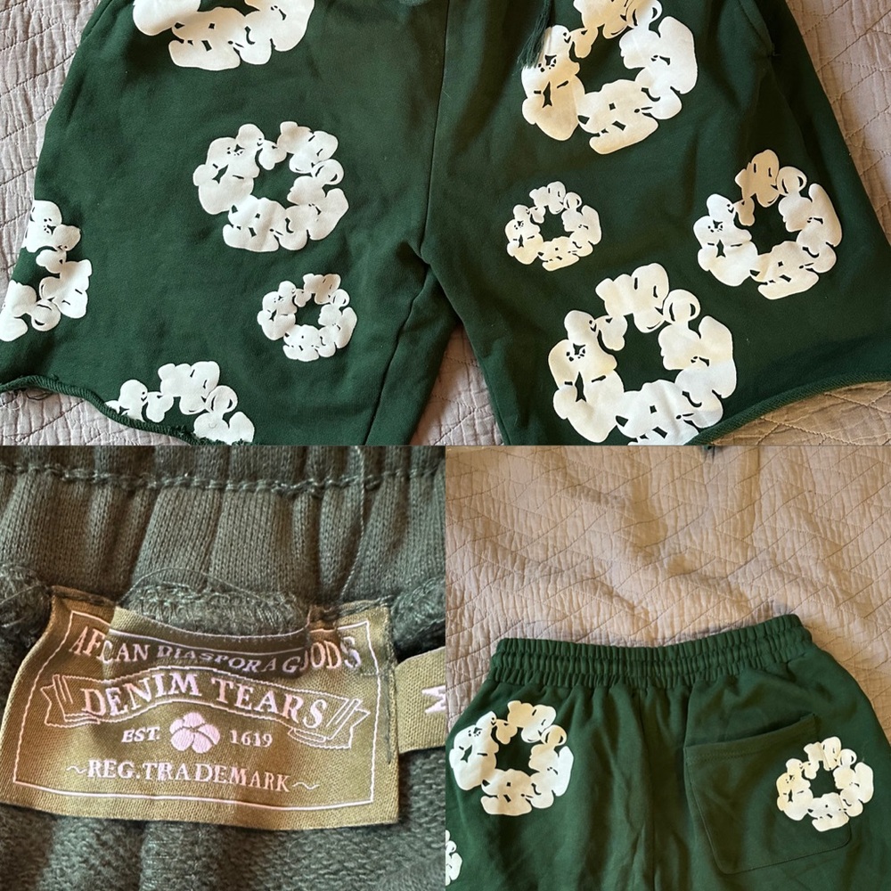 Floral Green and White Casual Shorts with Elastic Waistband